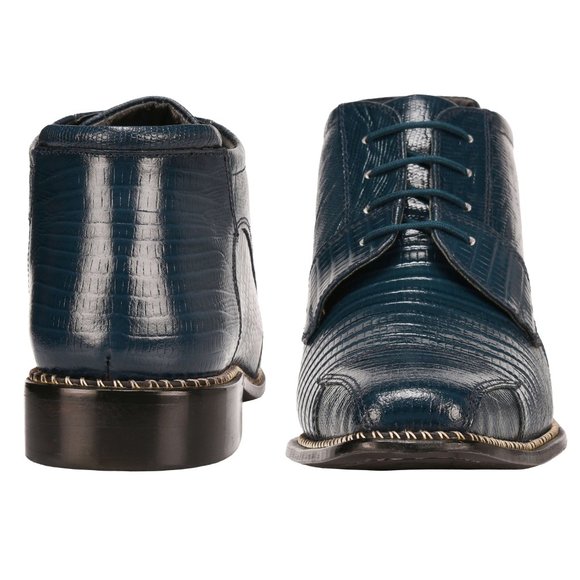LIBERTYZENO NAVY LEATHER LACE-UP BOOTS - Picture 3 of 5